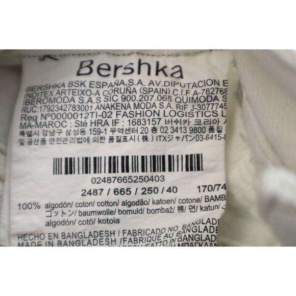 Bershka Women's Sz 40 US 8 White High Waisted Raw Hem Longline Denim Shorts - Picture 4 of 8